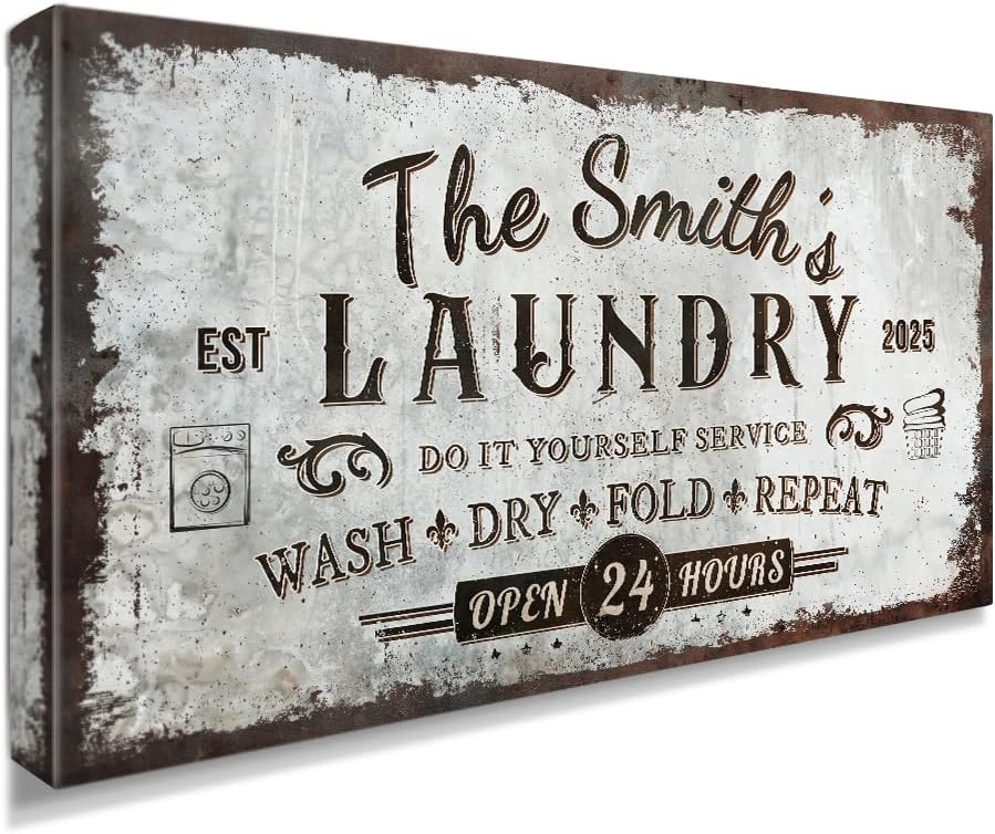 IPIC - Personalized Laundry Room Sign, Custom Large Canvas Wall Art by IPIC