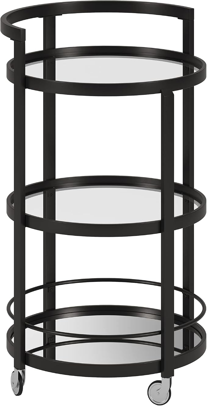 Henn&Hart 21" Modern Round 3-Tier Portable Bar Cart Home Bar Serving Cart by HennHart