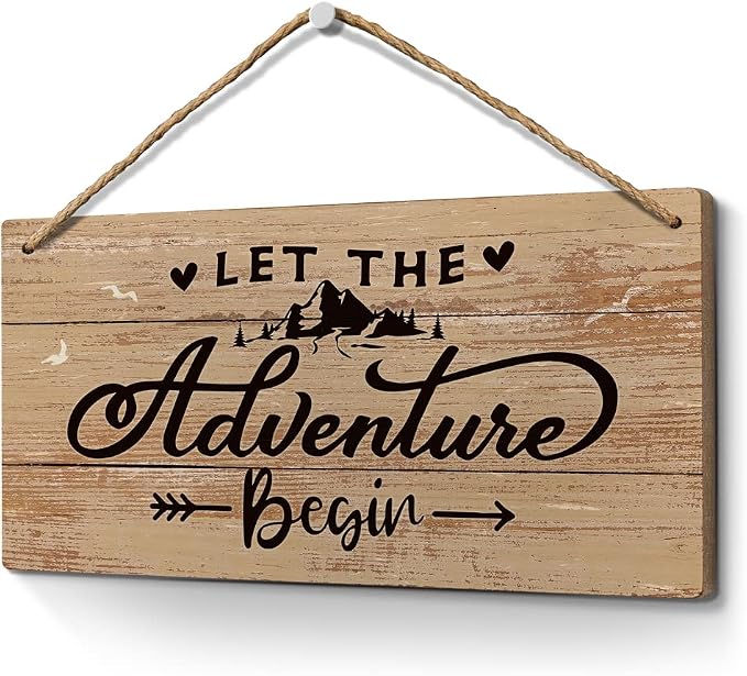Heuhuww Let the Adventure Begin Sign 6”x12”For Cabin Camping Camper Nursery by Heuhuww
