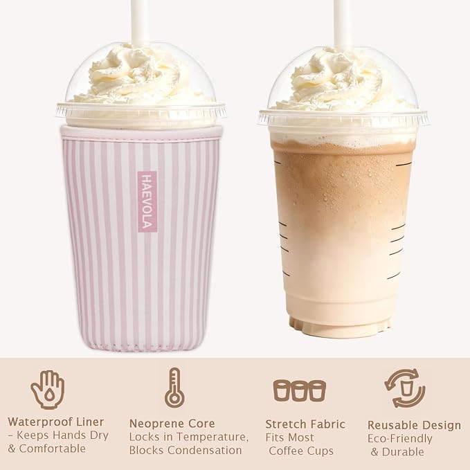 Reusable Insulated Neoprene Iced Coffee Cup Sleeve, Durable Drink Sleeve - Image 6