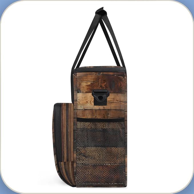 Rustic Wooden Board Brown Coffee Machine Bag Compatible - Image 4