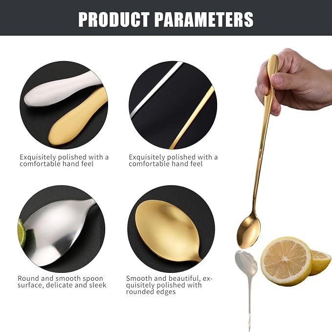 2 PCS Long Coffee Spoons, 7.8 Inch Coffee Stirrers, Ice Tea Spoons, Stainless - Image 2