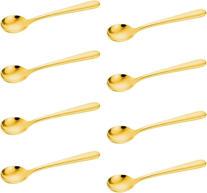 Small Spoons for Spice Jars 8 PCS 3.5 Inch Mini Spoons Gold Stainless Steel by IAXSEE