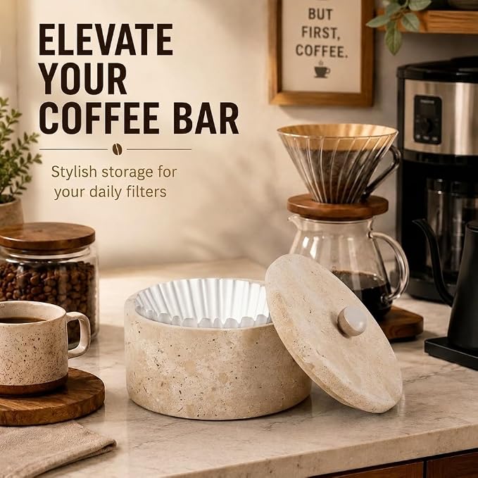Marble Coffee Filter Holder – 6 inch Handmade Travertine Coffee Filter Holder - Image 5