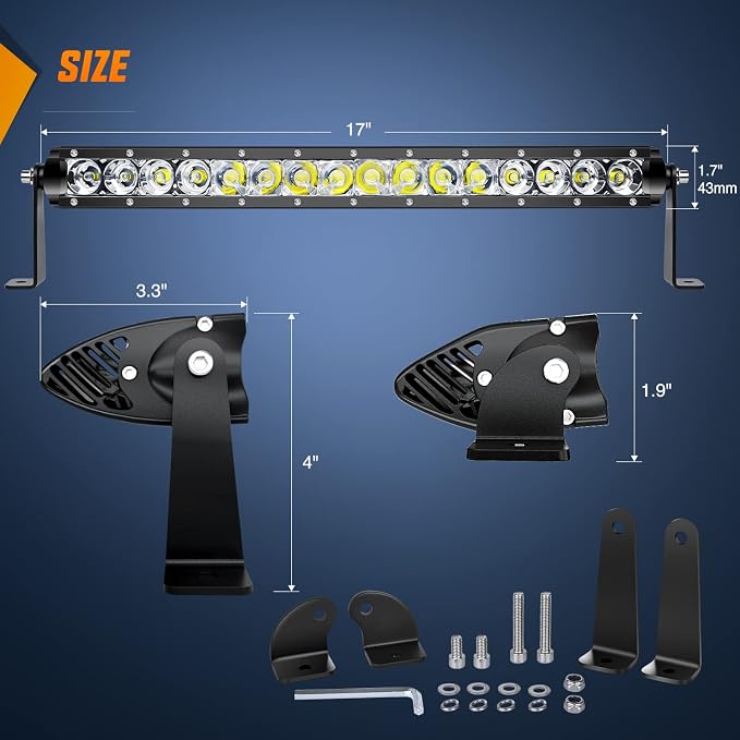 Nilight - 40004C-A LED Light Bar 21inch 100W Spot & Flood Combo Single Row - Image 2