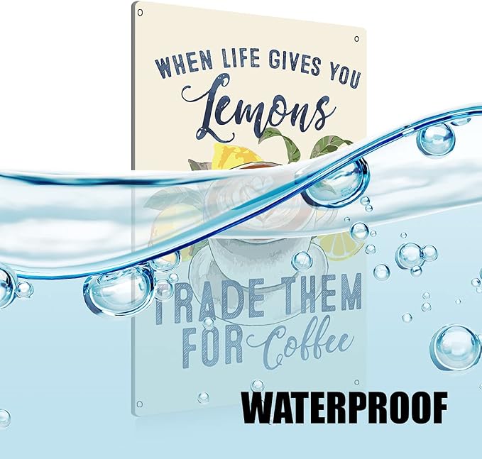 BEASTZHENG Funny Kitchen Lemon Coffee Tin Sign Wall Art Decor Accessories | - Image 3