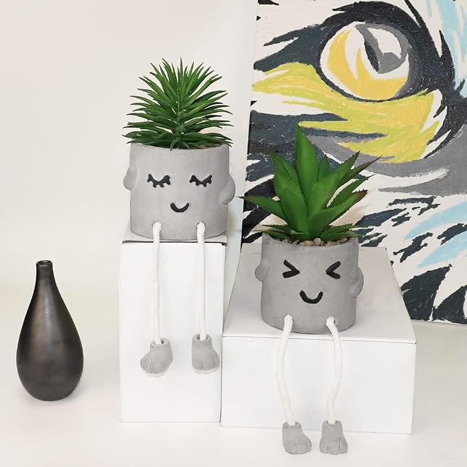 MAKHOT Artificial Succulents Potted Plant Set, Faux Succulents Office - Image 2