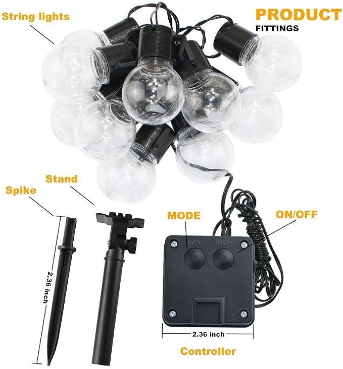 Solar Bulb String Lights, MUEQU 16ft Globe String Lights - Image 9
