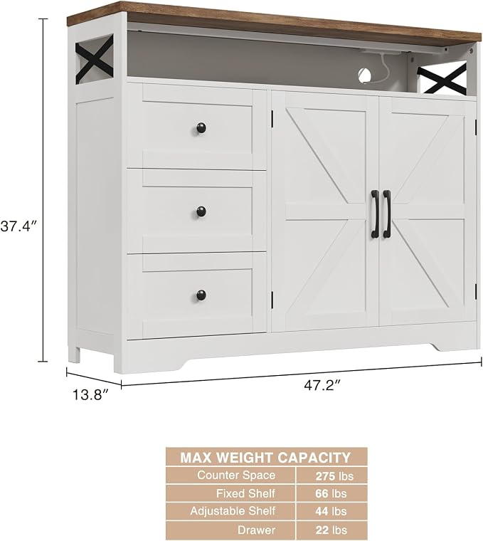 47" Antique White Storage Cabinet - Image 2