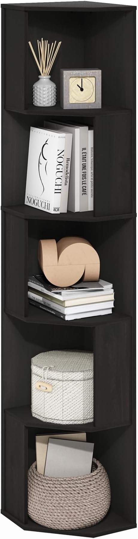 Furinno ECON Corner Shelf, 5-Tier Corner Book Shelf, Standing Storage Shelves by Furinno-FitsYourSpaceFitsYourBudget
