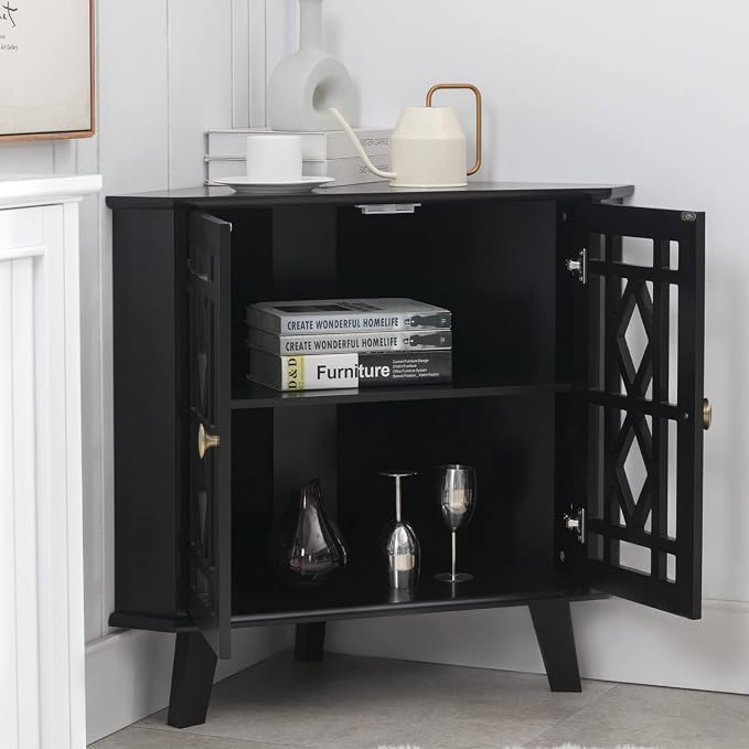 Scurrty Small Corner Table, Free-Standing Shelf Stand Storage Organizer - Image 7