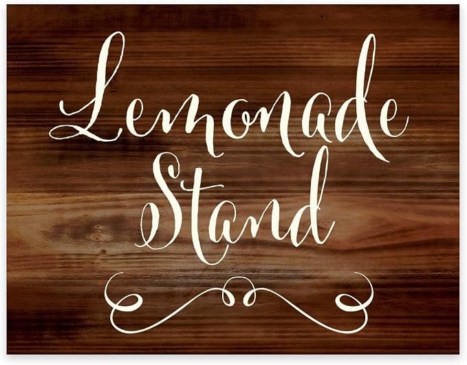 Andaz Press Wedding Party Signs, Rustic Wood Print, 8.5x11-inch, Lemonade Stand by AndazPress