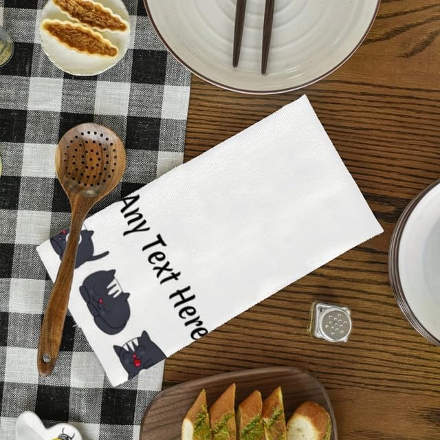 Custom Cat Kitchen Towel 2-Pack Set, Design Your Own Text One Side, Custom - Image 4