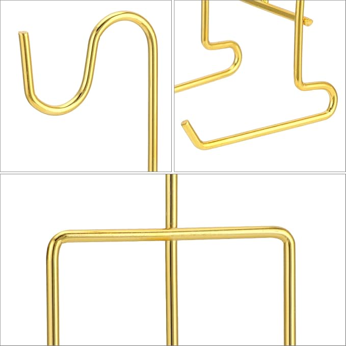 QWORK 6 Pack Gold Tea Cup and Saucer Display Stand Holder Rack - Image 8