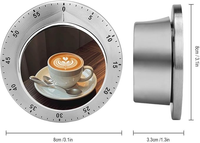 Coffee Cups Kitchen Timers for Cooking 60 Minute Wind Up Timer, Magnetic Back - Image 2