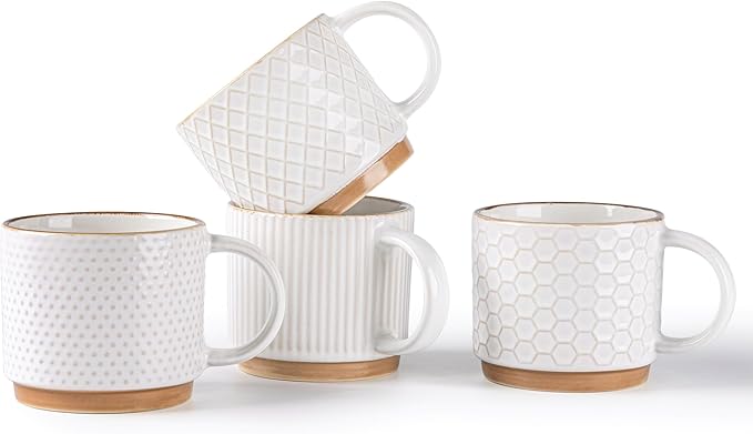 GBhome 6OZ Stackable Coffee Mugs, Ceramic Coffee Mugs by GBhome