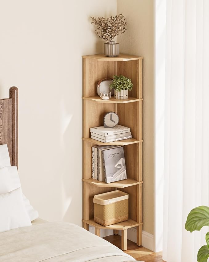 Corner Shelf, 5 Tier Corner Bookshelf, Display Corner Shelf Stand - Image 4