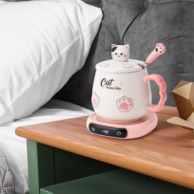 Bgbg Coffee Mug Warmer & Cute Cat Mug Set, Beverage Cup Warmer - Image 2
