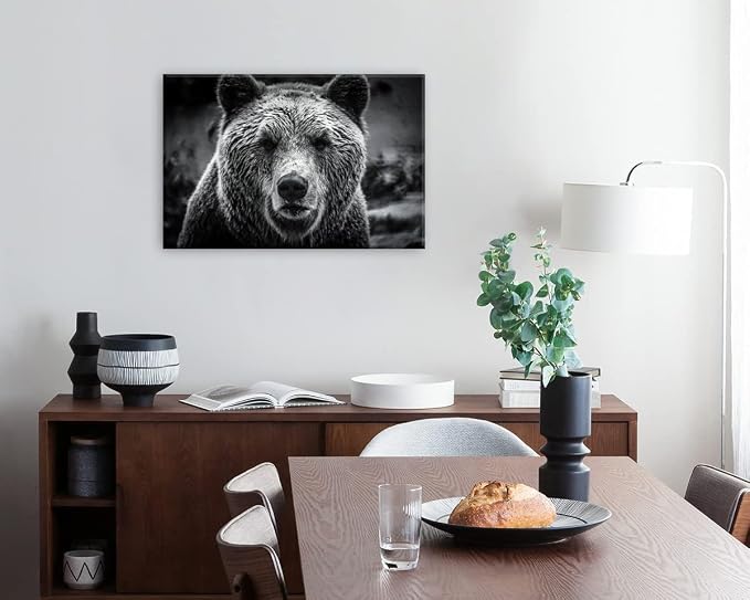 Bear Wall Art Black and White Wildlife Animal Picture Wall Decor Natural Bears - Image 6