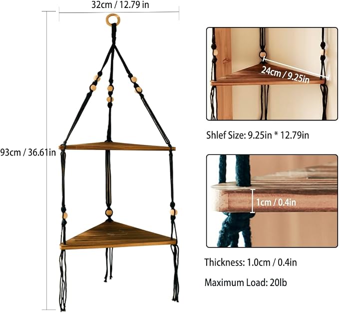 Artilady Black Corner Shelf Wall Hanging - Image 2