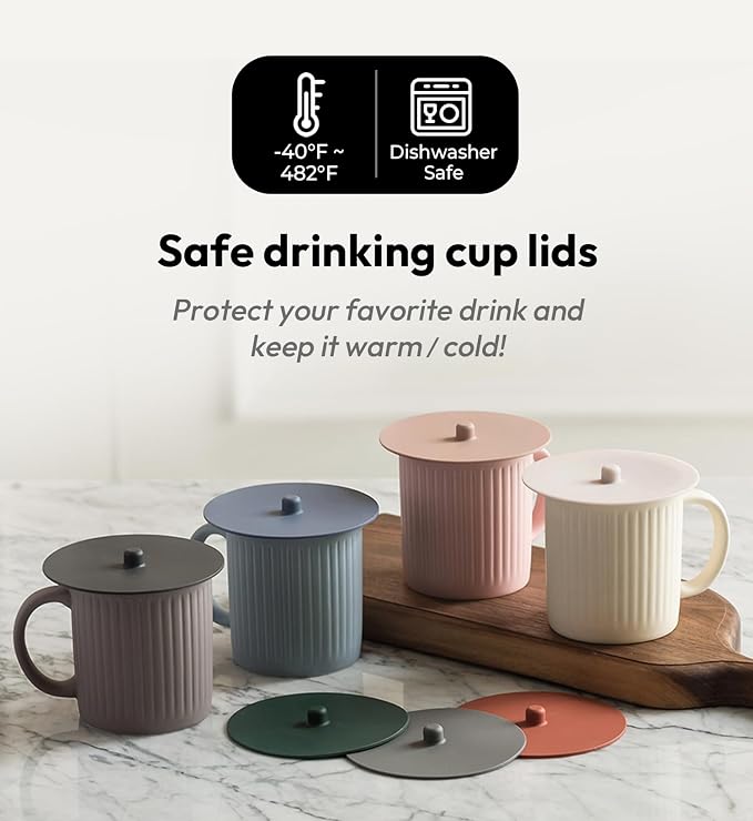 Carrotez 2 Pack Silicone Cup Cover Lids, 4.3 Inch Mug Covers, Reusable Silicone - Image 2