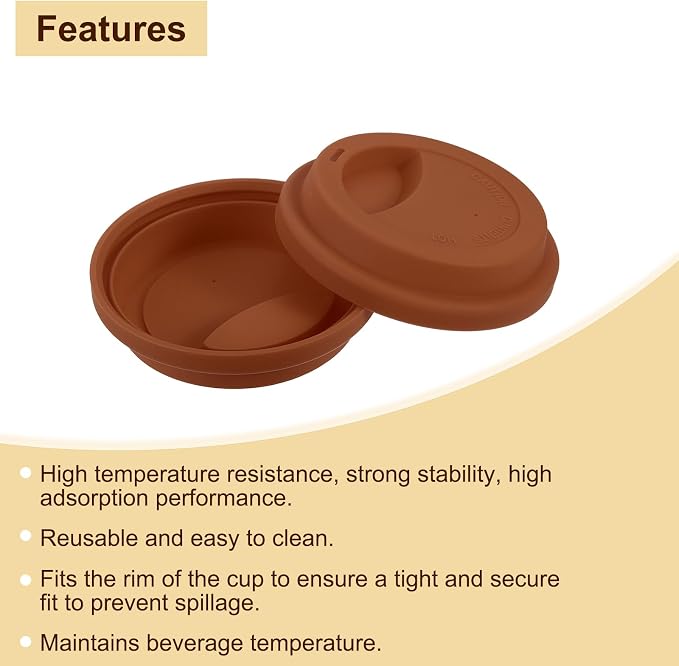 uxcell Silicone Cup Lids, Drinking Lid Reusable Sealed Mug Lid - Image 3