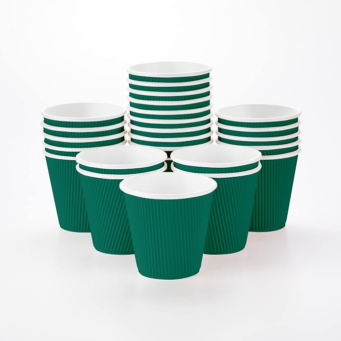 Restaurantware Ripple Wall Coffee Cups 25 Count 8 Ounce Insulated Forest Green by Restaurantware