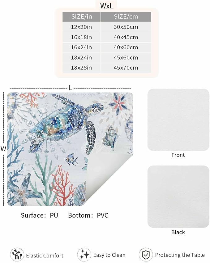 Blue Turtle Coffee Mat For Countertop Coffee Bar Accessories, Absorbent Quick - Image 7