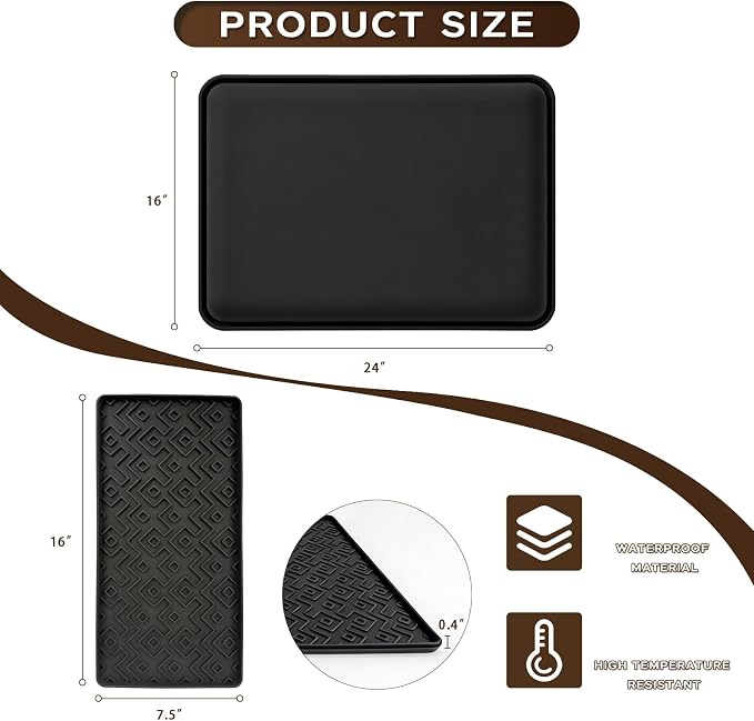 Zihvfzu 24" x 16" Silicone Coffee Bar Mat Set - Image 2