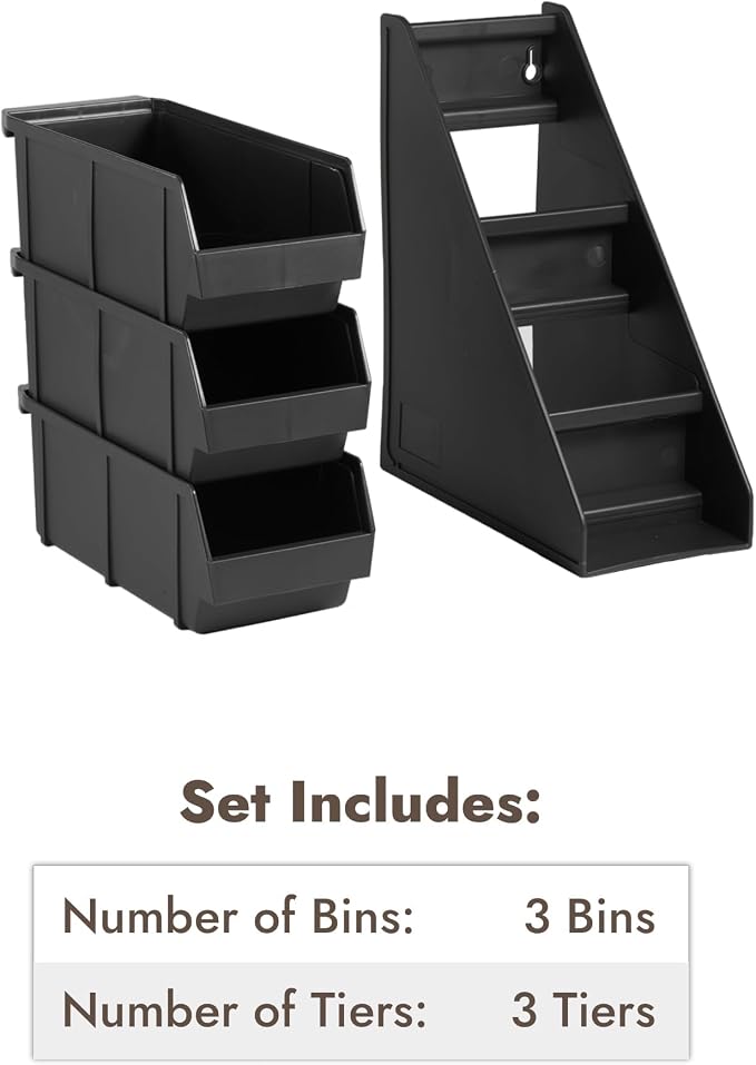 Black Self Serve Condiment Bin Stand Set, Removable Condiment Organizer - Image 6