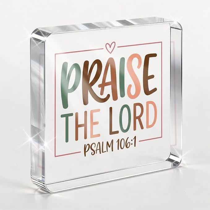 Christian Gifts for Women Desk Decor, Boho Inspirational Religious Acrylic Sign by PQV