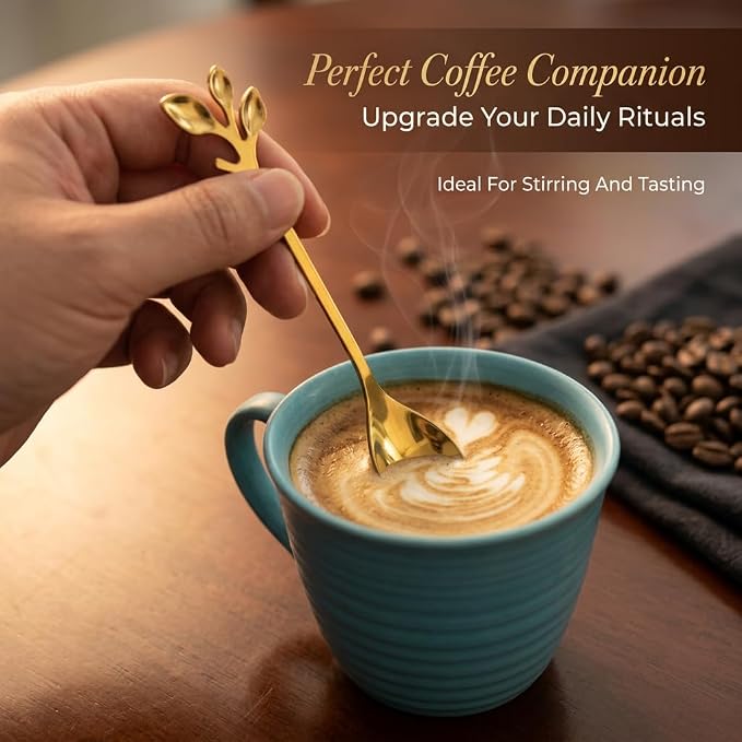 Gold Coffee Spoons Set of 6 – 4.72 Inch Stainless Steel Mini Espresso Spoons - Image 2
