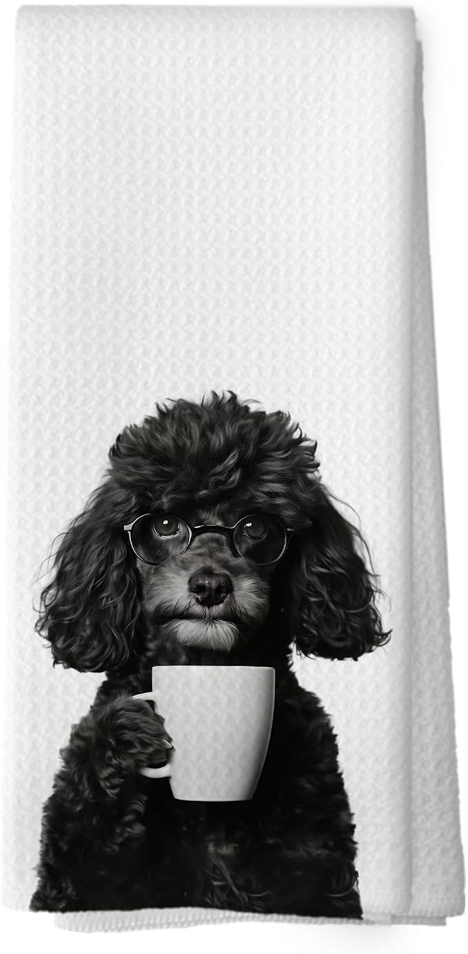 Funny Doodle Coffee Bar Kitchen Dish Towels, Doodle Gifts by XPH