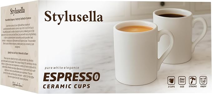 Pure White Ceramic Espresso Cup, set of two - Image 9