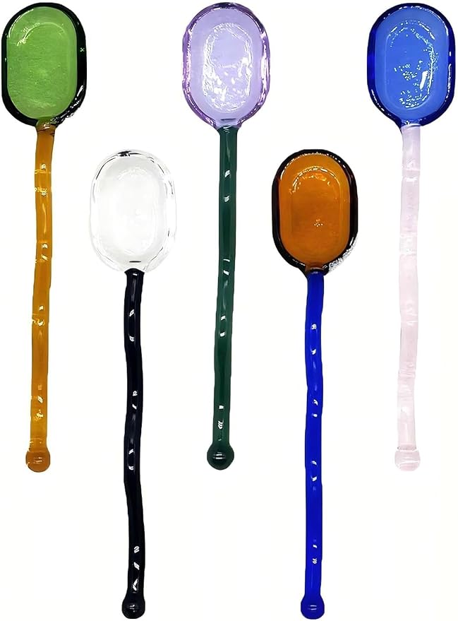 5 Pieces Coffee Spoons, Glass Coffee Stirring Spoon, Espresso Stirring Spoon by TMXAOK