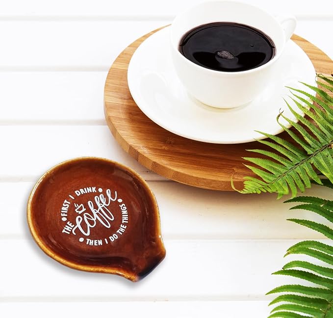 Funny Coffee Quote First I Drink The Coffee Then I Do The Things Ceramic Spoon - Image 5