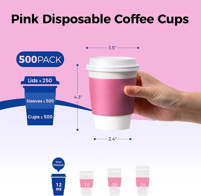 Fit Meal Prep [500 Pack 12 oz Paper To Go Coffee Cups - Image 2