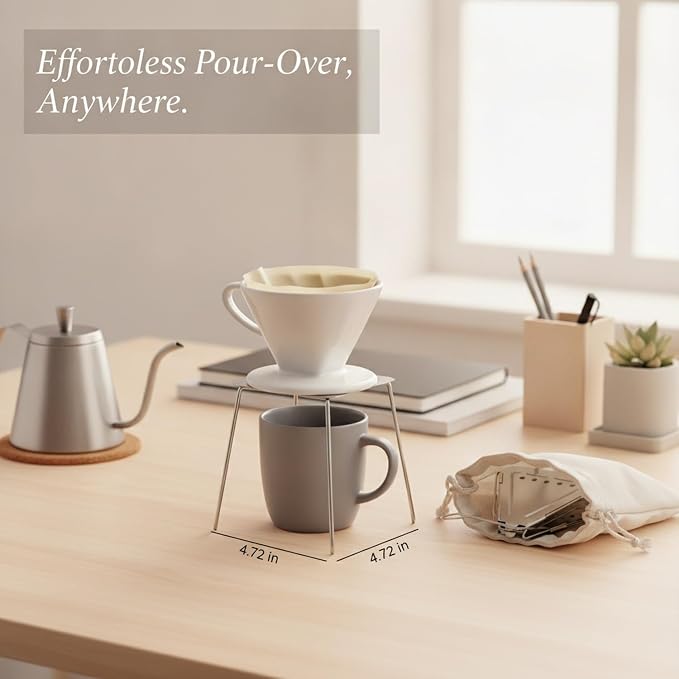 Coffee Drip Stand, Foldable Stainless Steel Pour Over Holder - Image 3