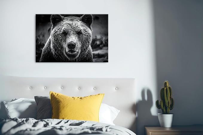 Bear Wall Art Black and White Wildlife Animal Picture Wall Decor Natural Bears - Image 5