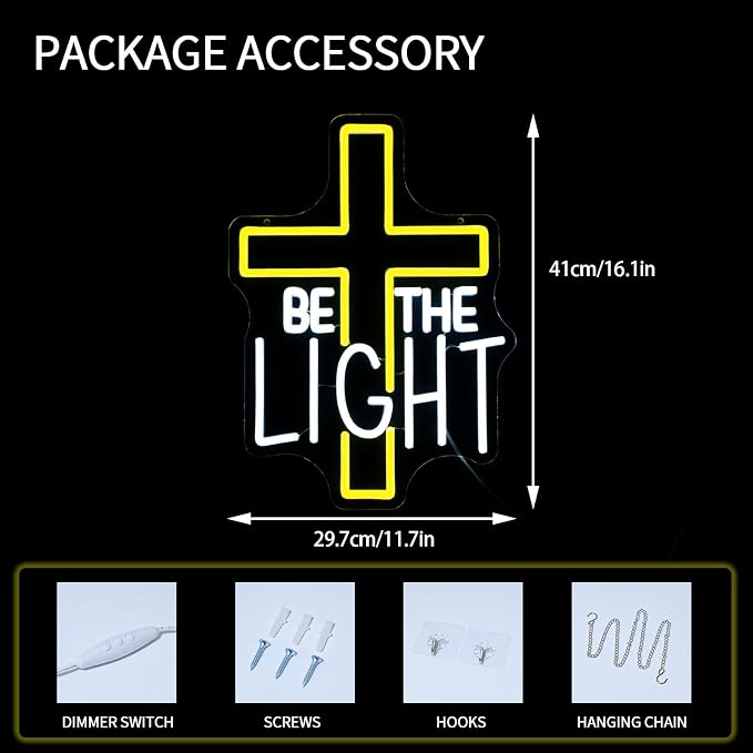 Be The Light Neon Sign for Wall Decor Dimmable Christian Letters Led Neon - Image 3