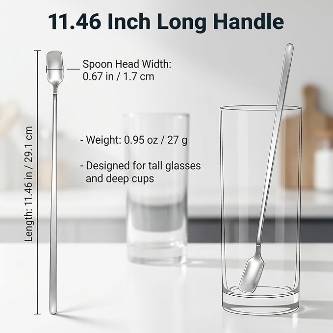 Long Iced Tea Spoons Set of 4, 11.46" Stainless Steel Stirring Spoons | Reach - Image 2