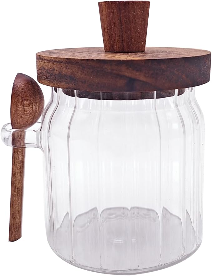 Coriario 13 OZ Glass Jar with Lid and Spoon Airtight Glass Candy Jars Wide by CORIARIO
