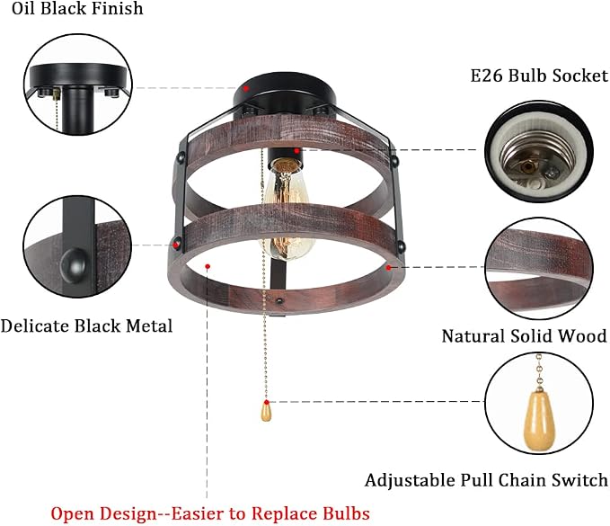 Farmhouse Flush Mount Ceiling Light - Image 3