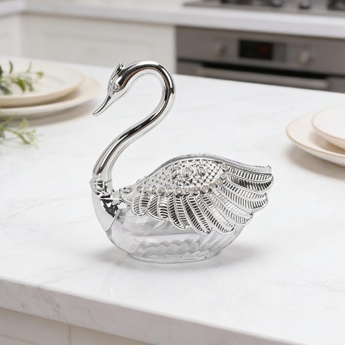 Diydeg Condiment Jar, Plastic Glass Decorative Swan Shaped Seasoning Organizer - Image 4