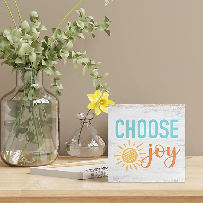 Choose Joy Wood Sign, Positive Home Office Desk Decor - Image 5