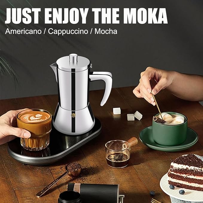 6 Cup Thickened 304 Stainless Steel Moka Pot Stovetop Espresso Maker Cafeteras - Image 6