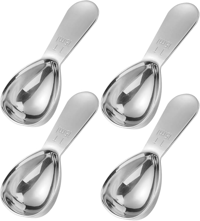 4 Pack 15ml 304 Stainless Steel Coffee Scoop, Short Handle Measuring Spoon by Unknown