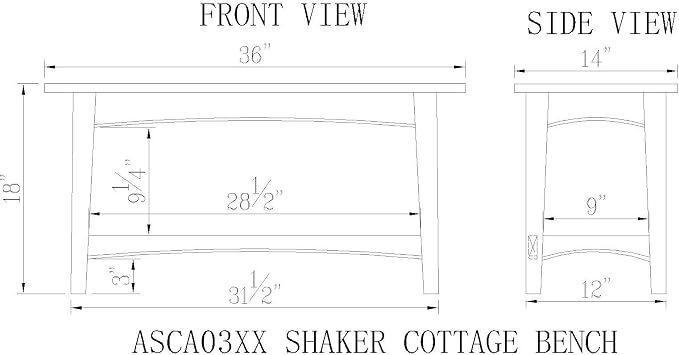 Alaterre Furniture Shaker Cottage Bench - Image 3