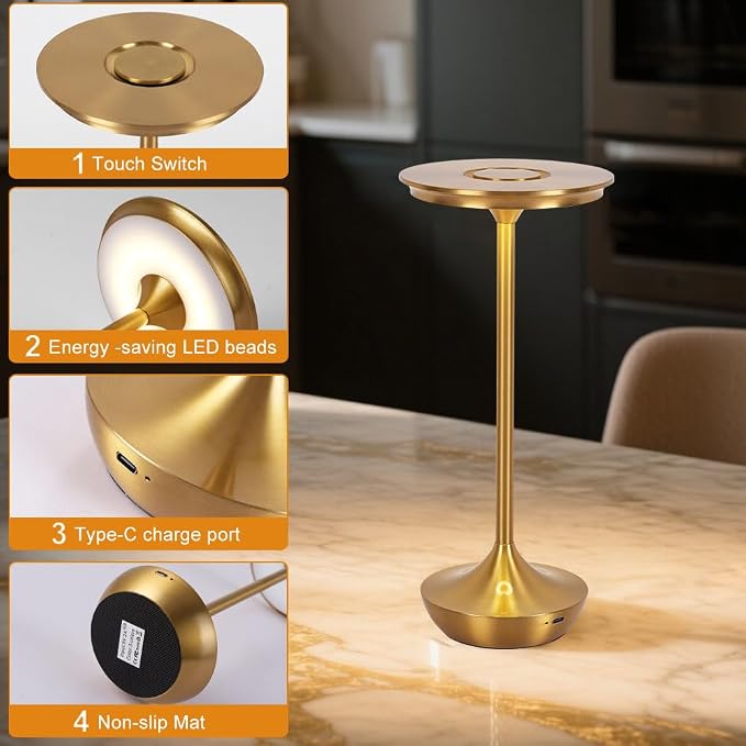 LED Cordless Table Lamp Rechargeable, Portable 6000mAh Battery Outdoor Bedside - Image 7