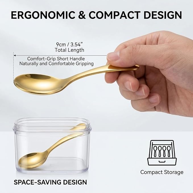 4 PCS Gold Stainless Steel Coffee Scoops Set, Canisters Mini Scoop - Image 4